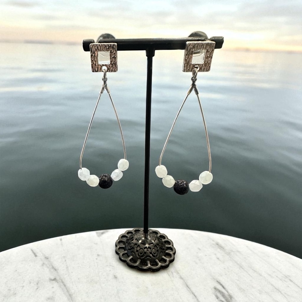 Handmade Square Stud Beaded Earrings